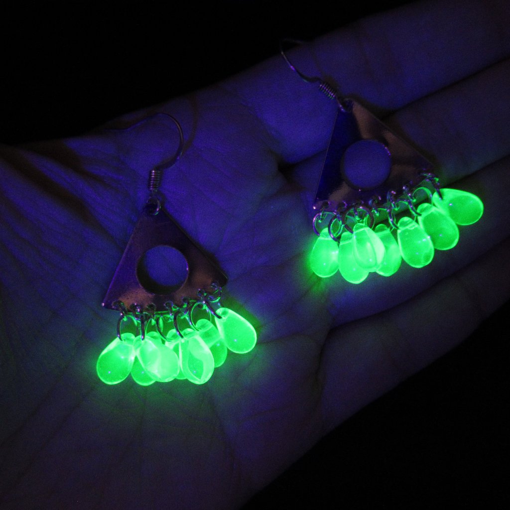 Multi Drop Uranium Glass Earrings 25$